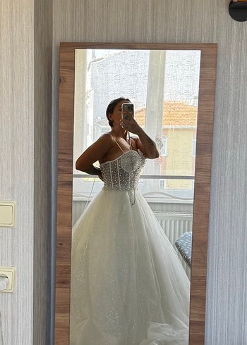 Straplez A Kesim Modern Klasik Gelinlik - Görsel 2