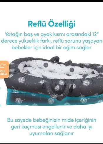 Gri Baskılı Bebek Uyku Yatağı - Görsel 2