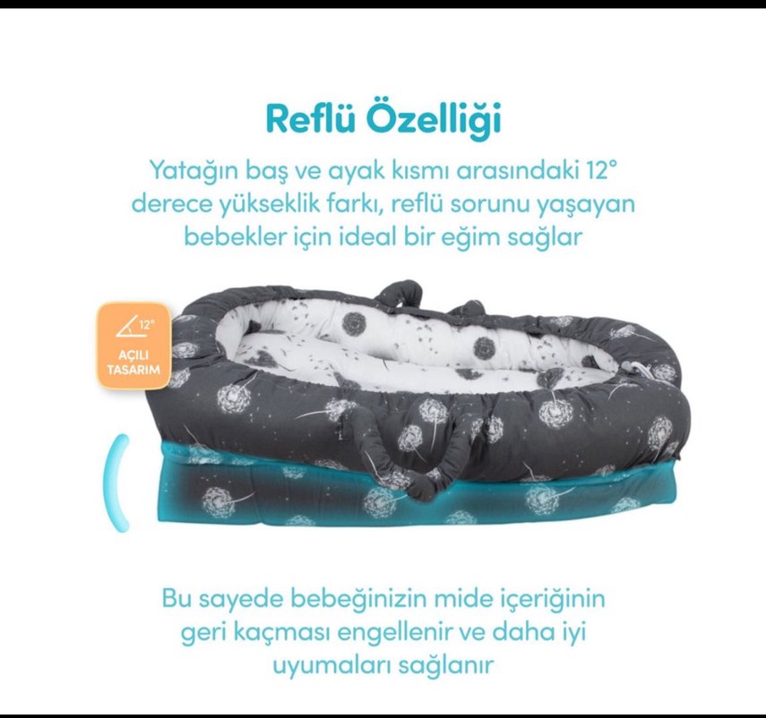 Gri Baskılı Bebek Uyku Yatağı - Görsel 2