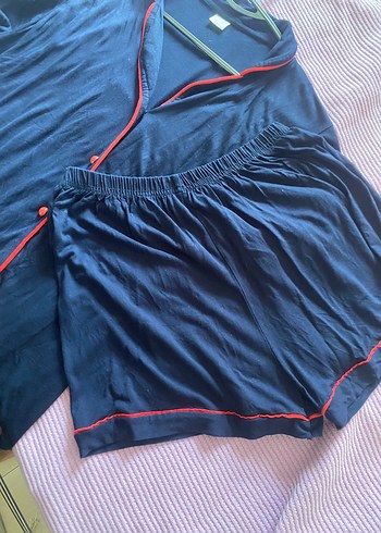 Lacivert Kısa Kollu Pijama Takımı - Görsel 4