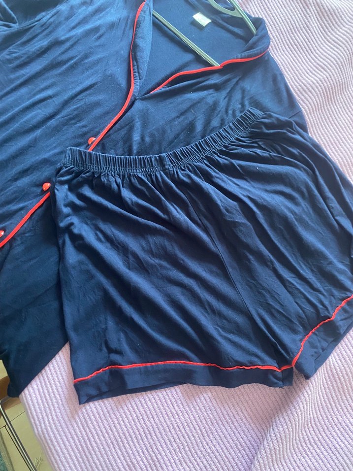 Lacivert Kısa Kollu Pijama Takımı - Görsel 4