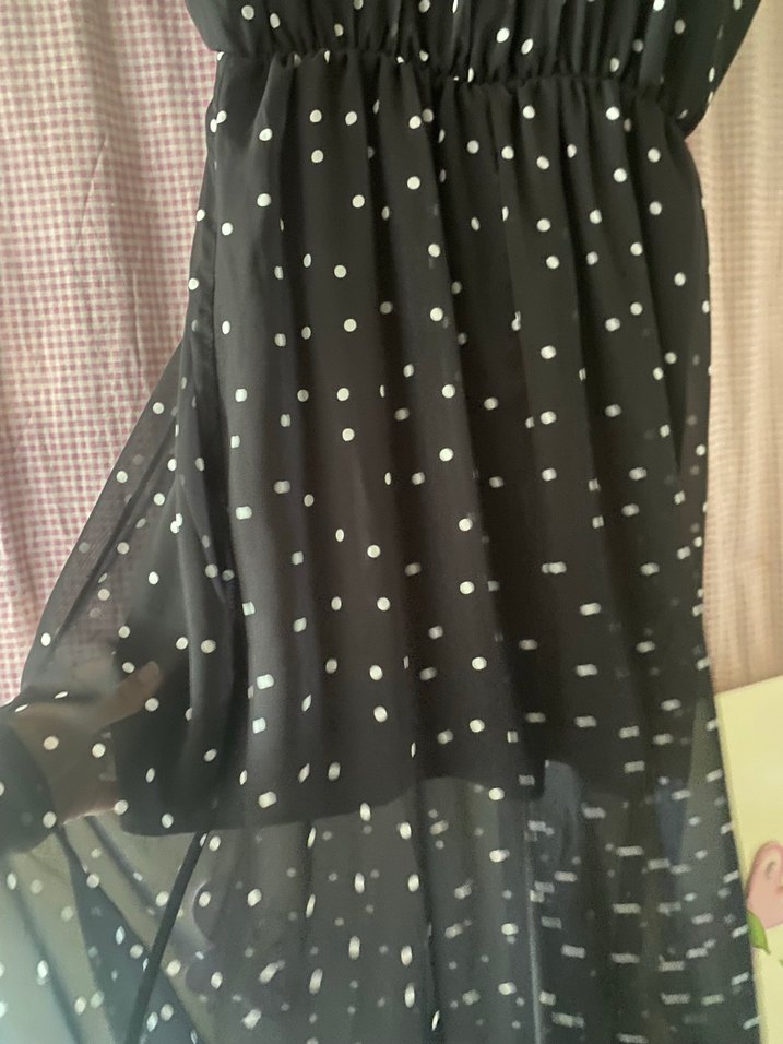 Puantiye Desenli Siyah  elbise - Görsel 2