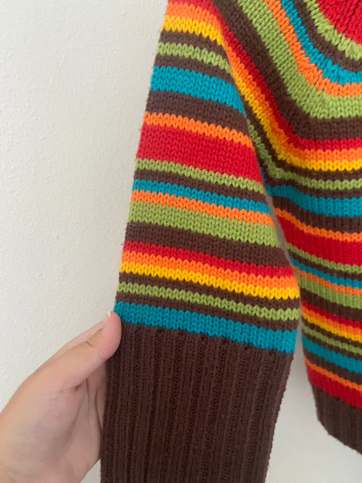 Çok Renkli Çizgili Kız Triko Hırka LCW - Görsel 2