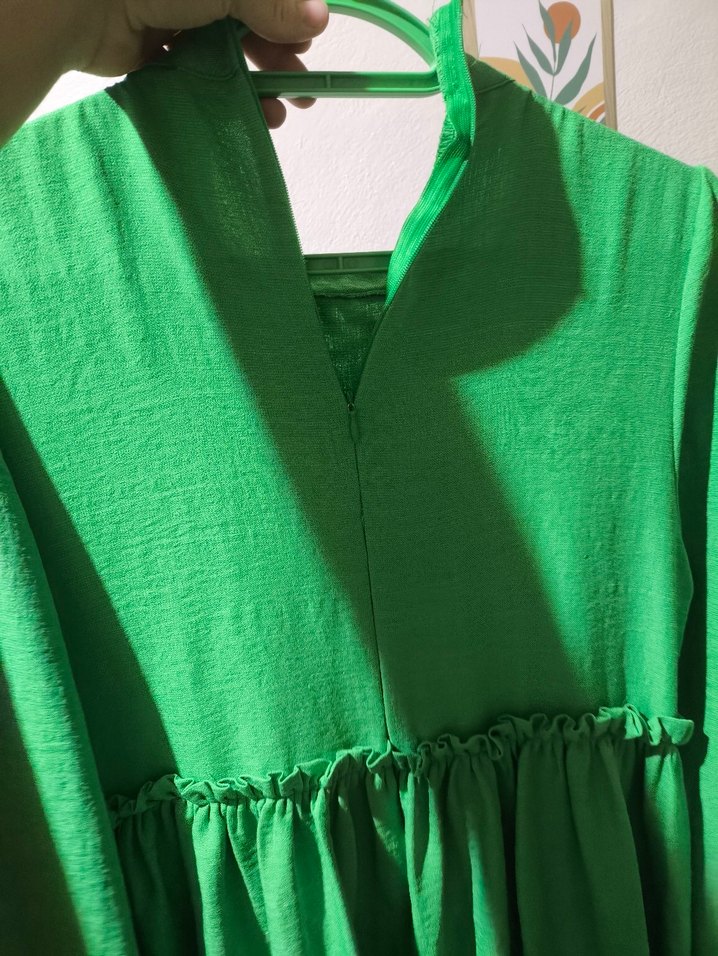 Yeşil Dantel Detaylı Bohem Uzun Elbise - Görsel 5