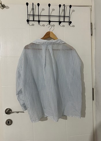 Düğmeli Yarım Kollu Çizgili Gömlek - Görsel 3