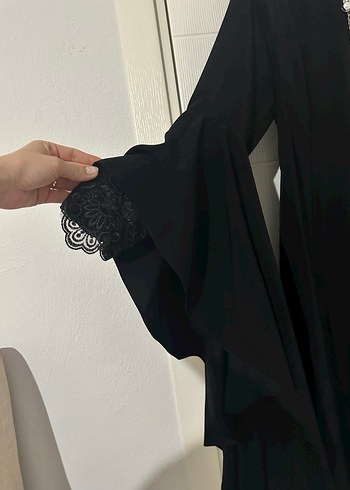 Zincir Kemerli Siyah Uzun Elbise Tesettüre uygun - Görsel 2