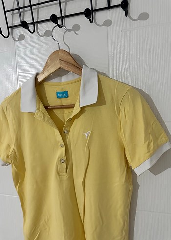 Sarı Pamuklu Kısa Kollu Polo Tişört - Görsel 2