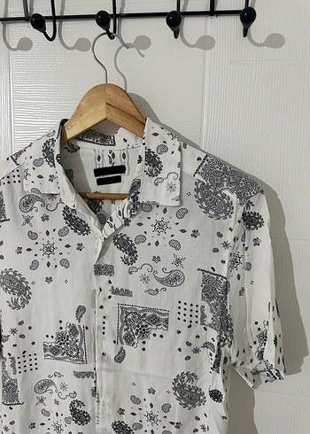 Gri Baskılı Erkek Kısa Kollu Gömlek - Görsel 2