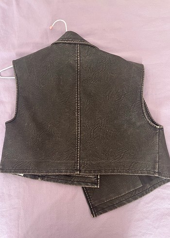 Zara Deri Kolsuz Biker Yelek