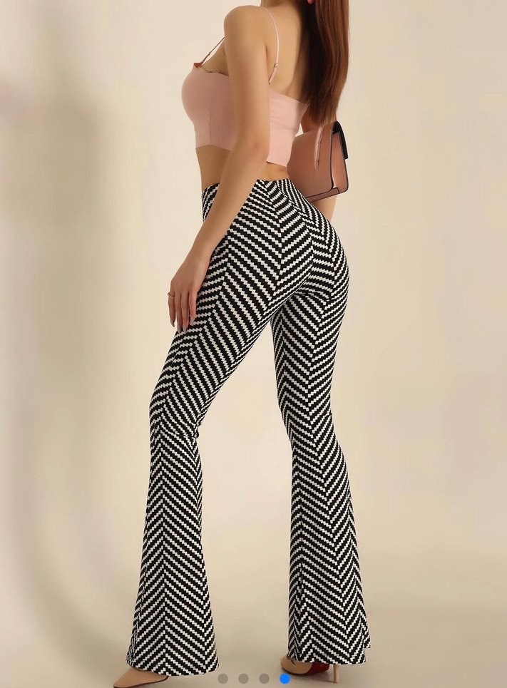 Zebra Desenli Siyah İspanyol Paça Pantolon - Görsel 2