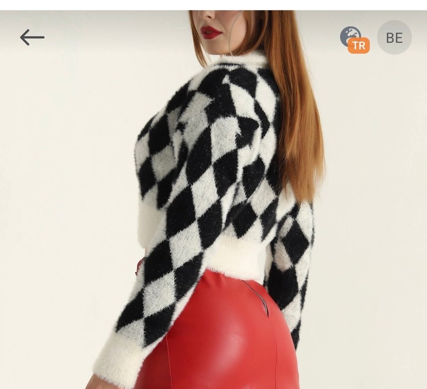 Kürk Detaylı Siyah Beyaz Kareli Kadın Hırka - Görsel 2