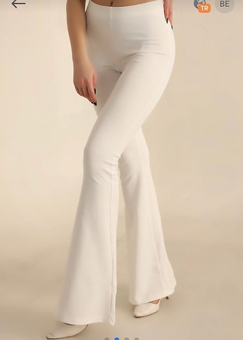Beyaz Midi İspanyol Paça Denim Kadın Pantolon - Görsel 2