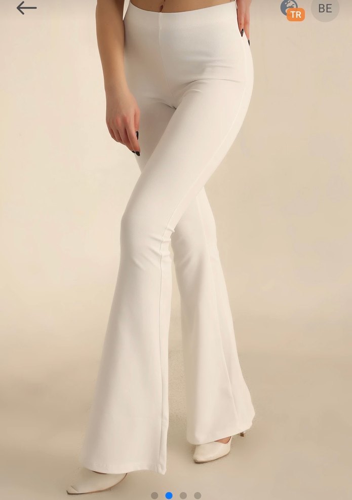 Beyaz Midi İspanyol Paça Denim Kadın Pantolon - Görsel 2