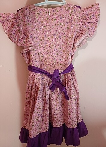 Pembe mor çiçekli dogum günü  elbisesi  - Görsel 5