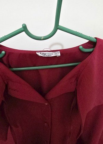 xl Beden bordo Renk Bordo Düğmeli Salaş Bluz