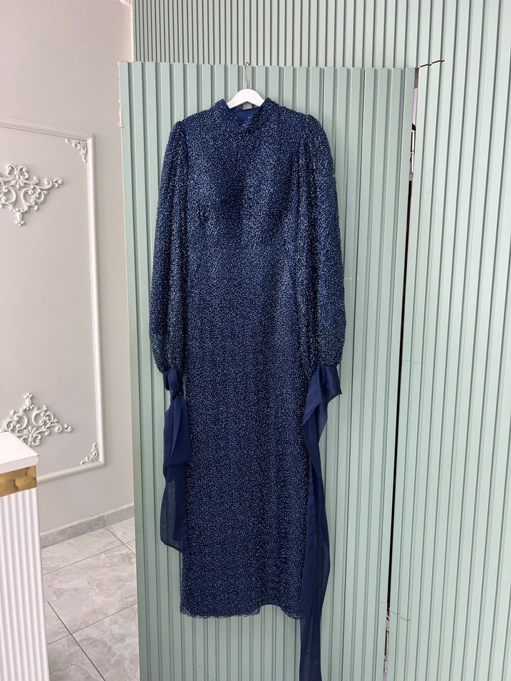 Lacivert elbise - Görsel 2