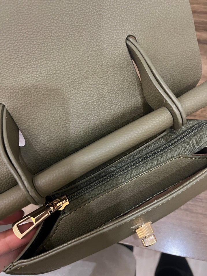 Haki Deri Kadın Çanta - Görsel 4