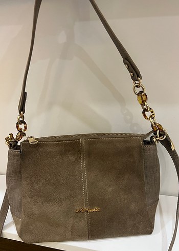 Zincir Detaylı Bej Süet Kadın Çanta - Görsel 2