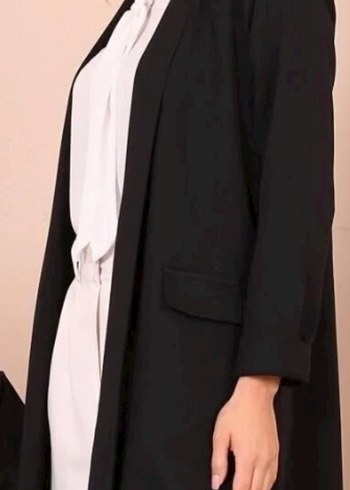 siyah uzun blazer ceket - Görsel 6