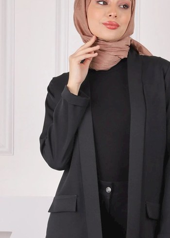 siyah uzun blazer ceket - Görsel 3