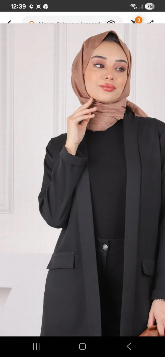 siyah uzun blazer ceket - Görsel 3