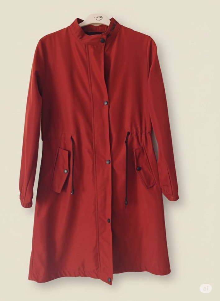 Kiremit renkli trençkot/yağmurluk - Görsel 3