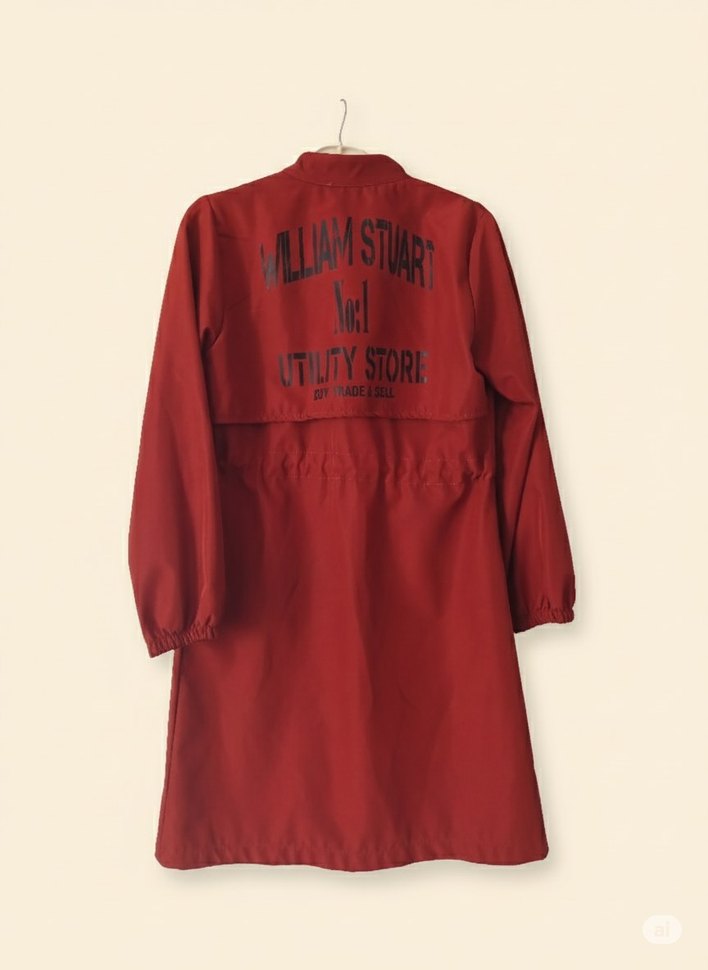 Kiremit renkli trençkot/yağmurluk - Görsel 4