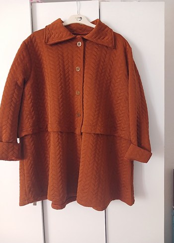 Düğmeli Kahverengi oversize  hırka/kap - Görsel 3