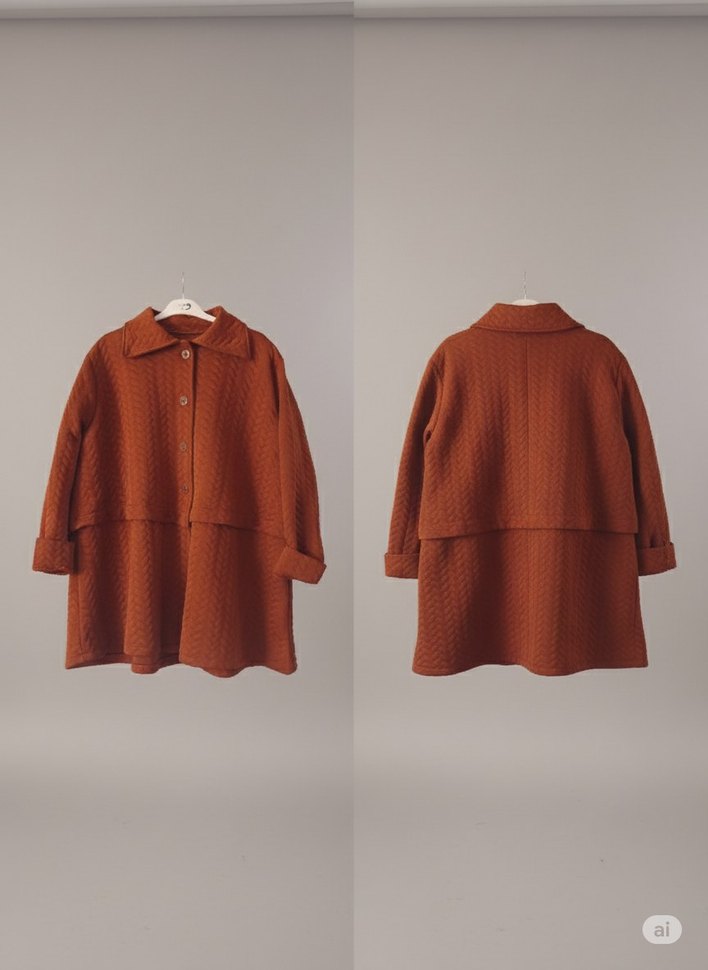 Düğmeli Kahverengi oversize  hırka/kap - Görsel 2