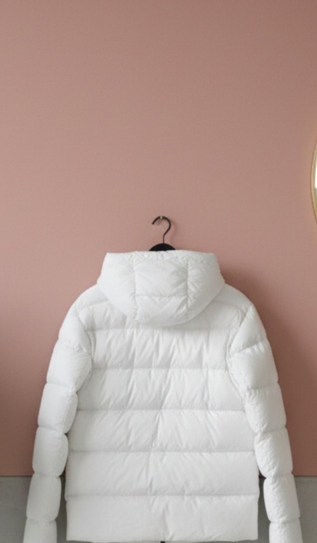 Beyaz Midi Şişme Mont Kapüşonlu - Görsel 3