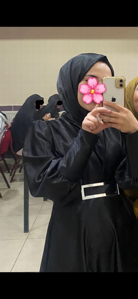 Uzun Kollu Siyah Saten Kadın Elbise - Görsel 2