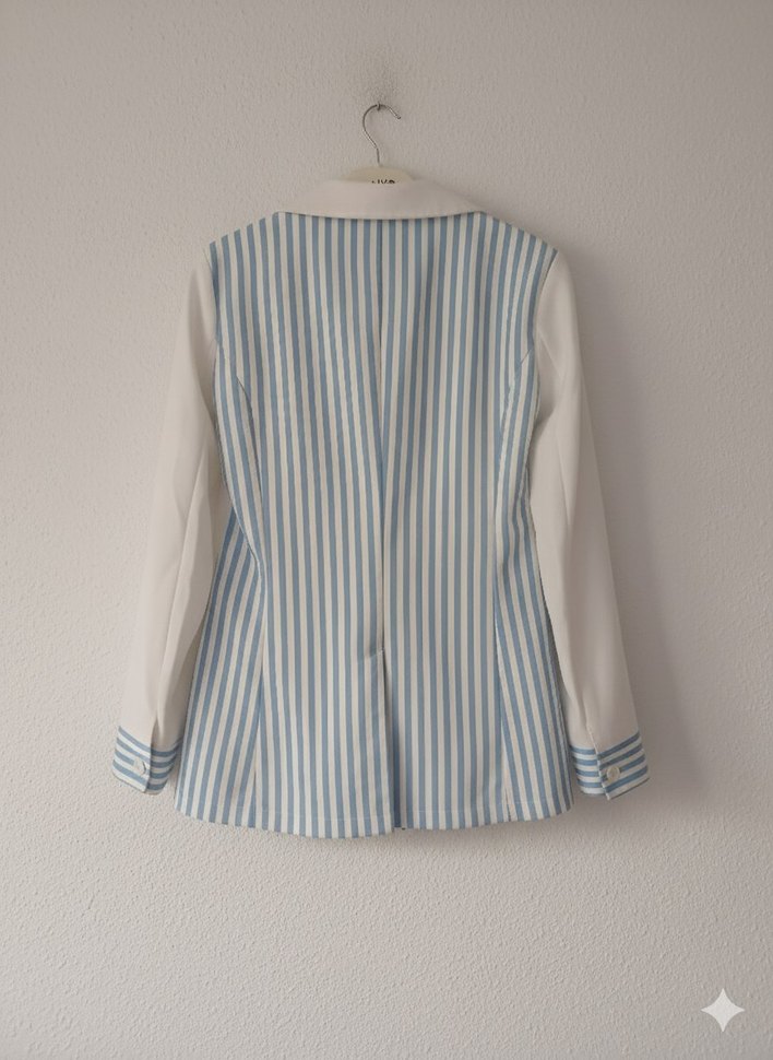 Düğmeli Beyaz Kadın Blazer Ceket - Görsel 3