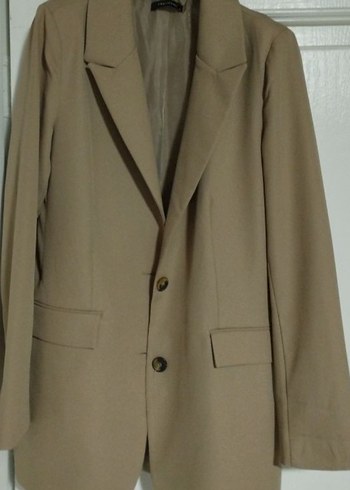 Bej Kadın Klasik Kesim Blazer Ceket - Görsel 3