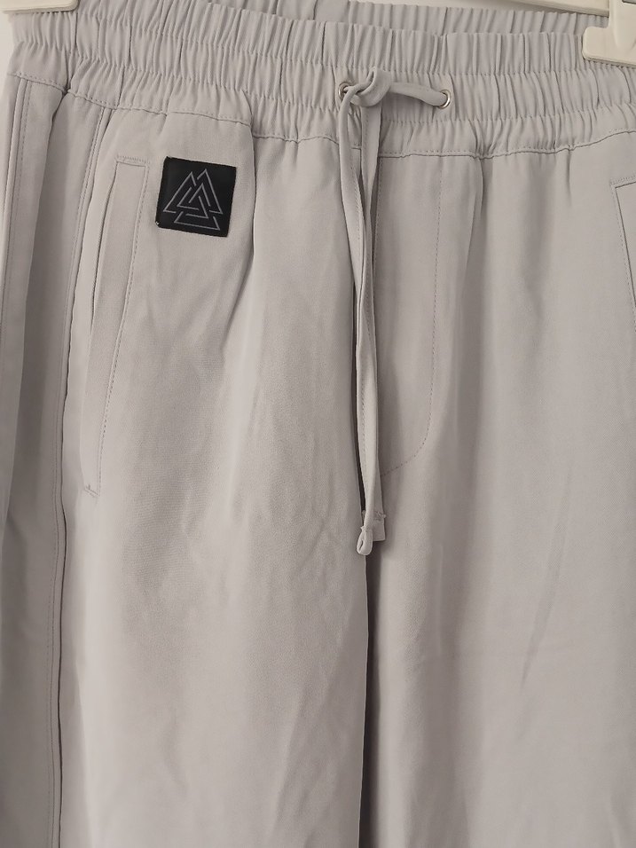 Gri Regular Fit Keten unisex Pantolon - Görsel 2