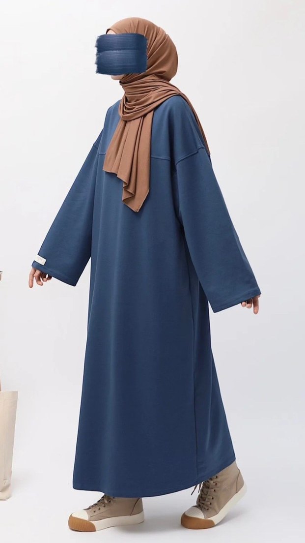 Lemaye geniş kol tesettür elbise, ferace - Görsel 3