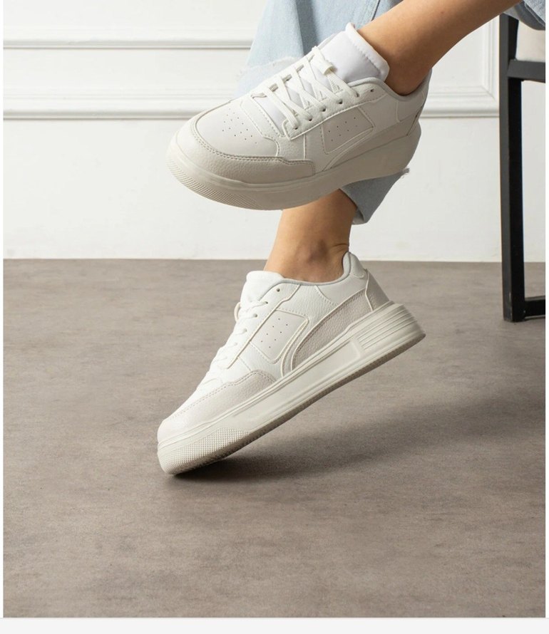 Beyaz yüksek taban Kadın Spor Ayakkabı - Görsel 3