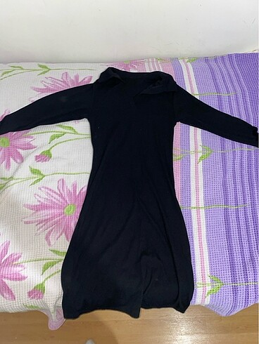 Polo yaka standart beden siyah elbise