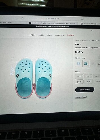 34 Beden pembe Renk Kız çocuk crocs terlik 34 numara