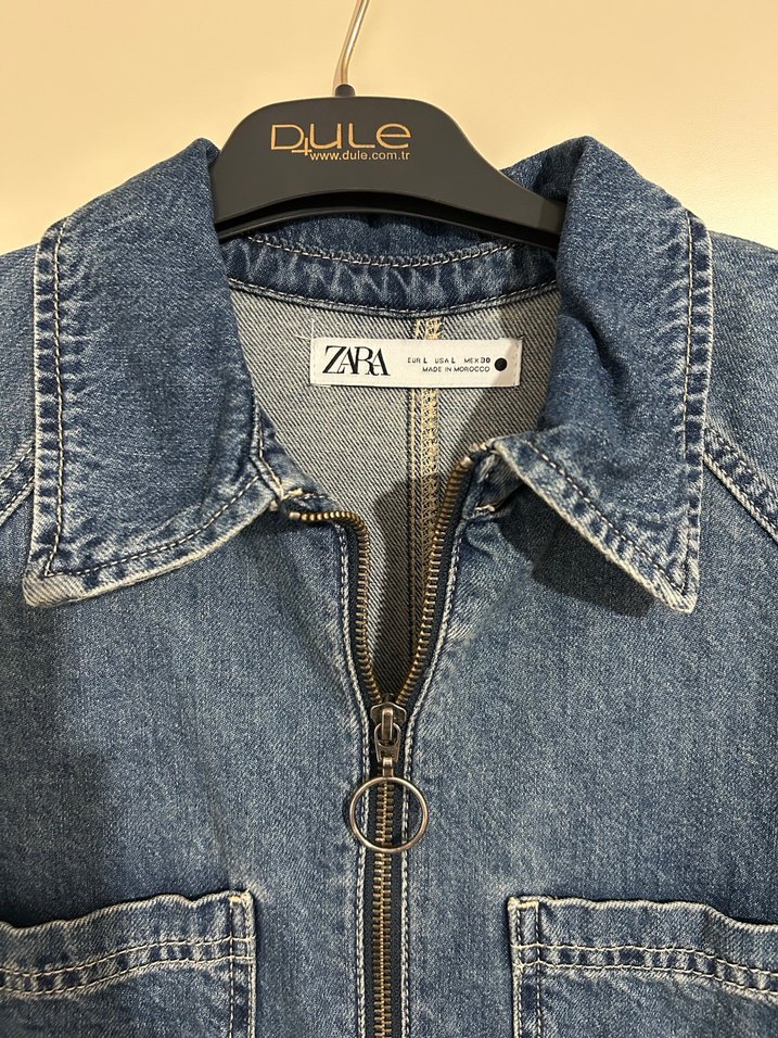 Uzun Kollu Mavi Denim Kadın Elbise - Görsel 4