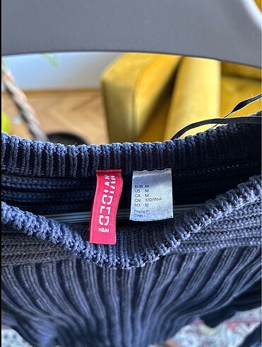 H&M H&M Lacivert Örgü Crop Kazak, M Beden