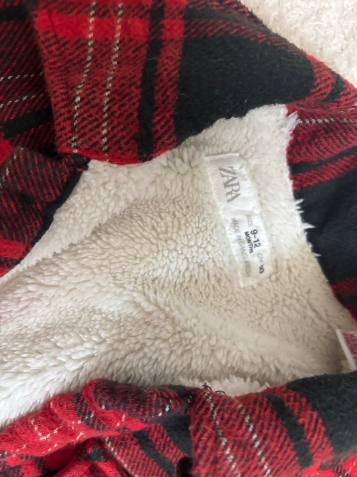 Zara Erkek Çocuk Kırmızı Ekose Düğmeli Kaban - Görsel 2