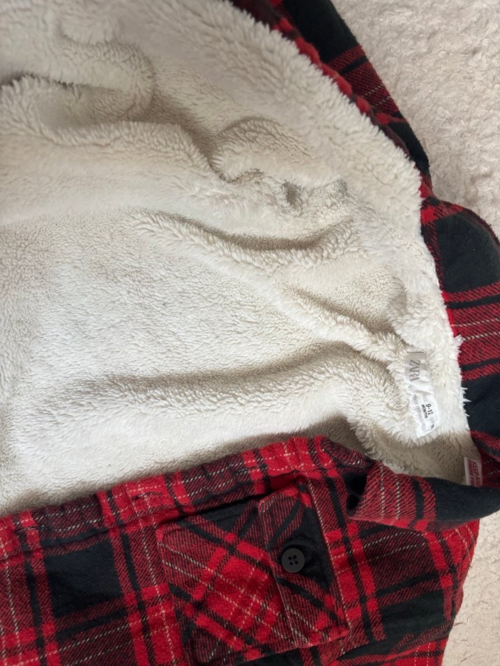 Zara Erkek Çocuk Kırmızı Ekose Düğmeli Kaban - Görsel 3