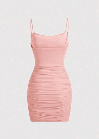Sheinside Pembe Pilili İnce Askılı Midi Elbise
