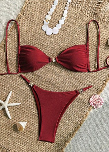 Bordo Strappy Kadın Bikini