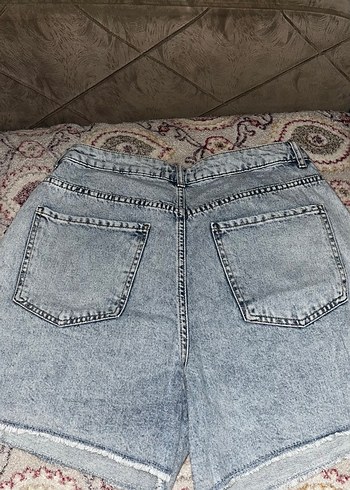 Düğmeli Mavi Mini Denim Şort - Görsel 2