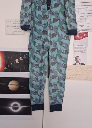 Turkuaz Gri Desenli Erkek Çocuk Pijama tulum - Görsel 3