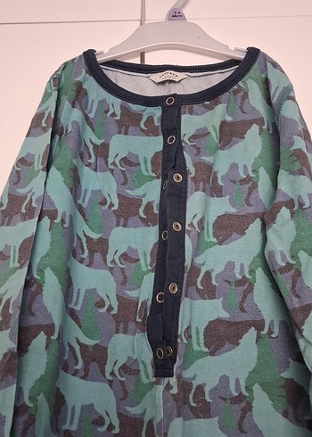 Turkuaz Gri Desenli Erkek Çocuk Pijama tulum - Görsel 2