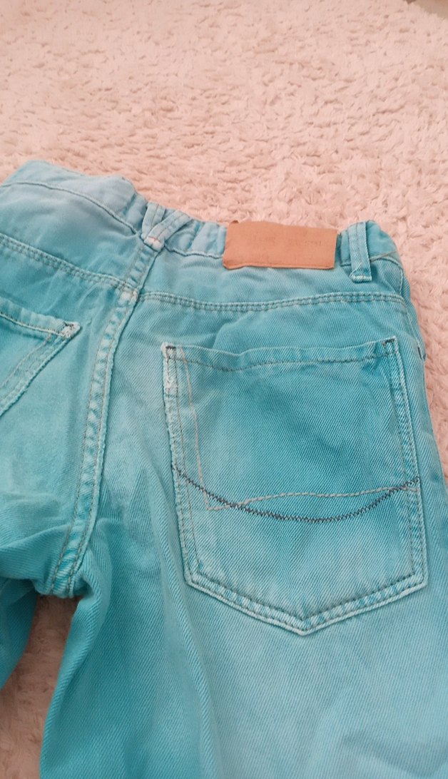 Turkuaz Renkli Erkek Kot Şort - Görsel 5