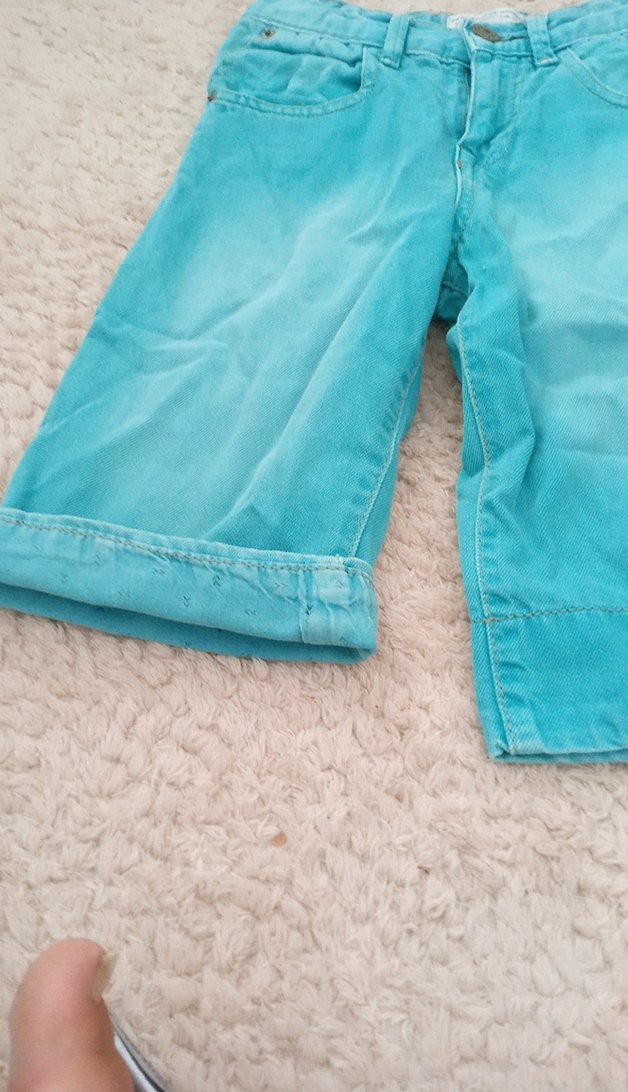 Turkuaz Renkli Erkek Kot Şort - Görsel 2