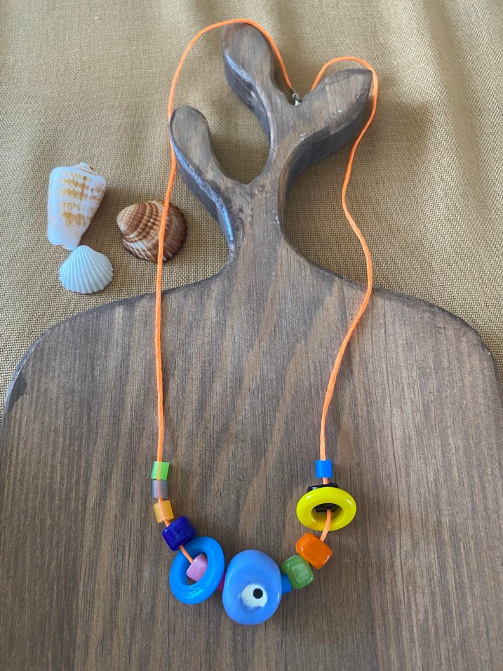 Renkli cam Boncuklu Uzun Kolye - Görsel 2